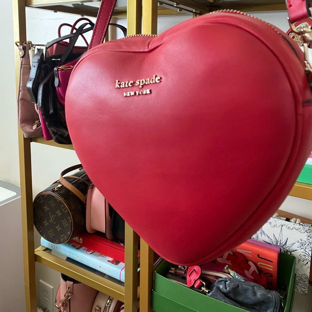 Red Kate Spade 3D Heart Puffy Bag